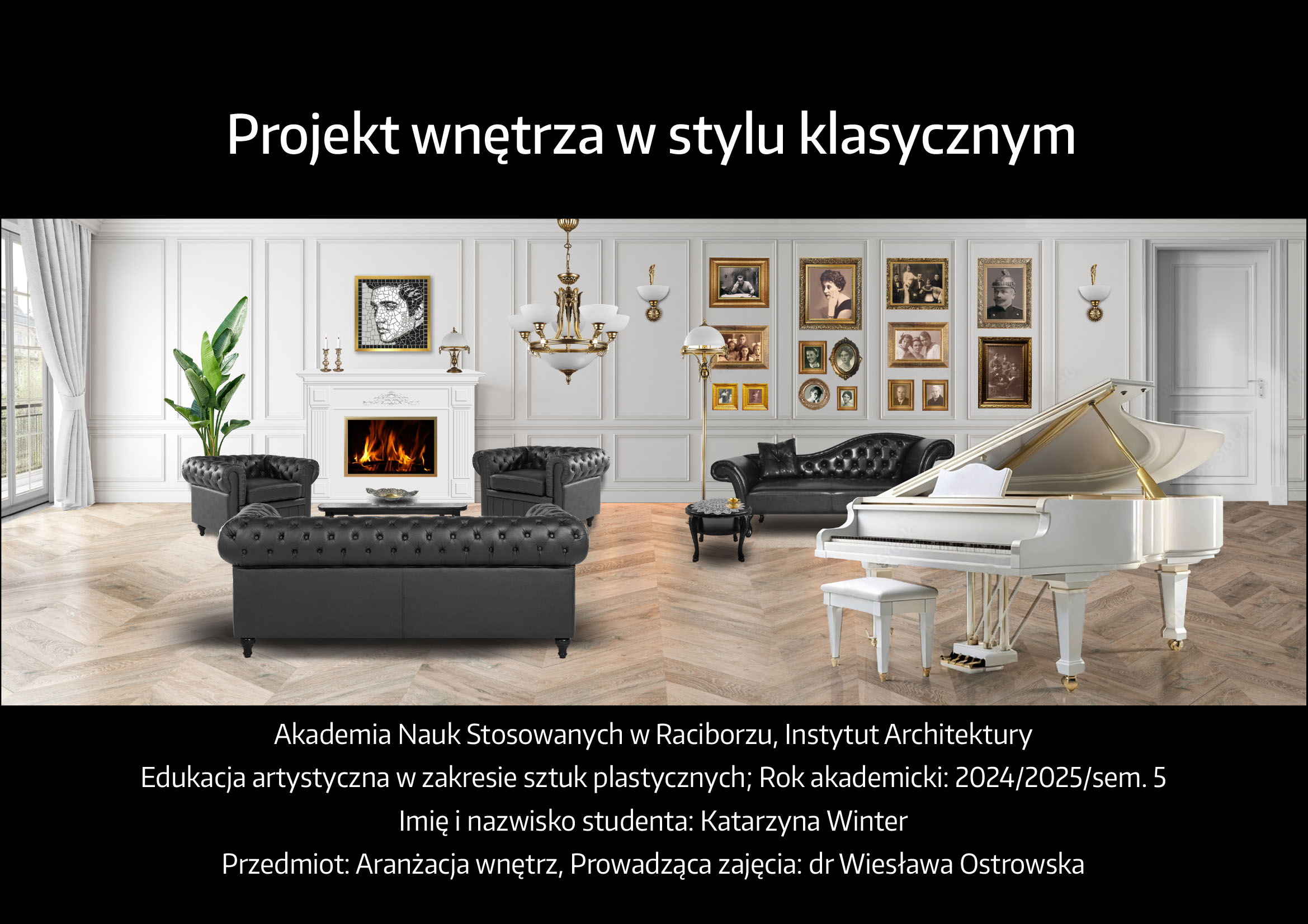 Projekt wnętrza  w stylu klasycznym